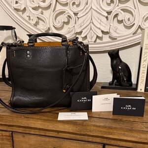 Coach 1941 Collection Rogue 25 Black Pebbled Glovetanned Leather Tote